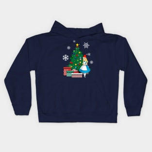 Alice In Wonderland Around The Christmas Tree Kids Hoodie